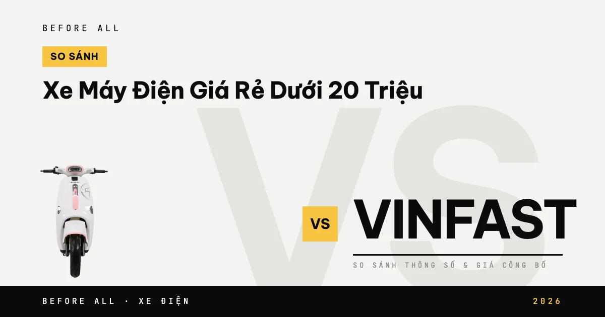 Xe Máy Điện Giá Rẻ Dưới 20 Triệu: So Sánh Before All Và VinFast 2026