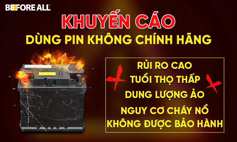 Pin không chính hãng tiềm ẩn nhiều rủi ro